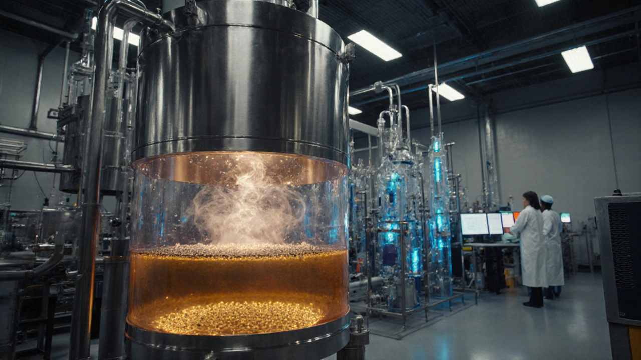 Industrieanlage mit Katalysator, Druckbehälter und Hydrierungsprozess für HHC