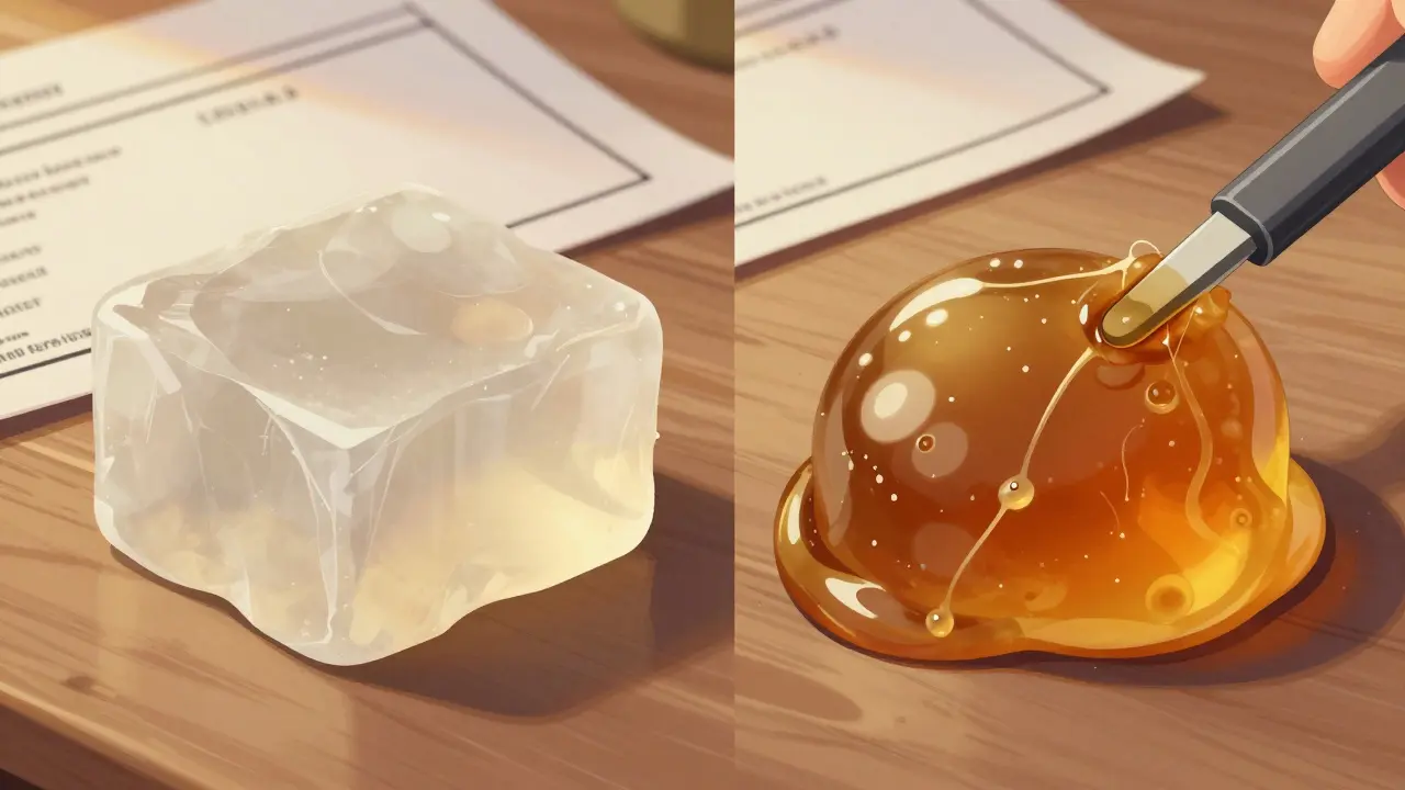 Vergleich von klarem CBD-Shatter und wachsartigem CBD-Wax mit Labortestberichten.