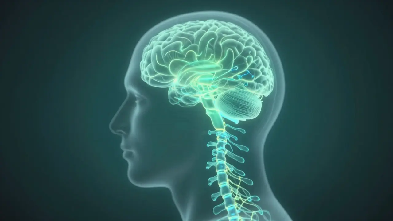 Abstrakte Darstellung des Endocannabinoide-Systems, das durch sanftes Licht von CBD beeinflusst wird.