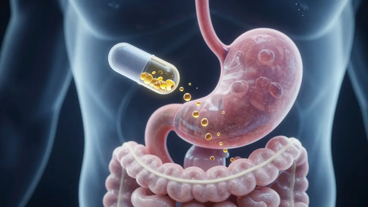 Illustration der Verdauung und Leberfilterung von CBD