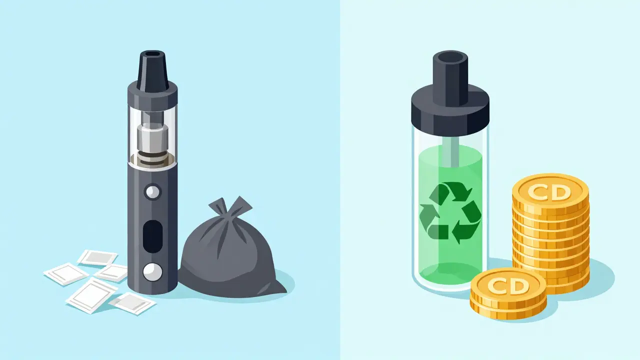 Vergleich von Einweg-Vape und wiederverwendbarem System mit Kosten