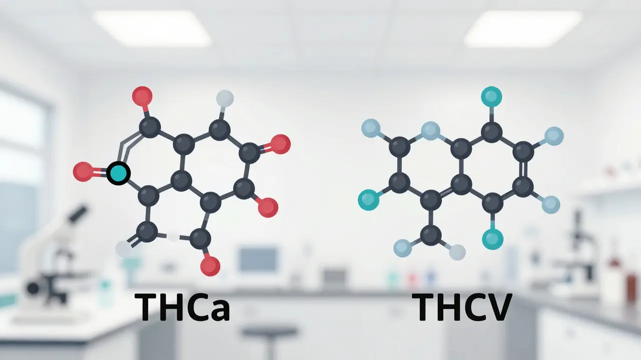 Wissenschaftliche Darstellung der molekularen Strukturen von THCa und THCV