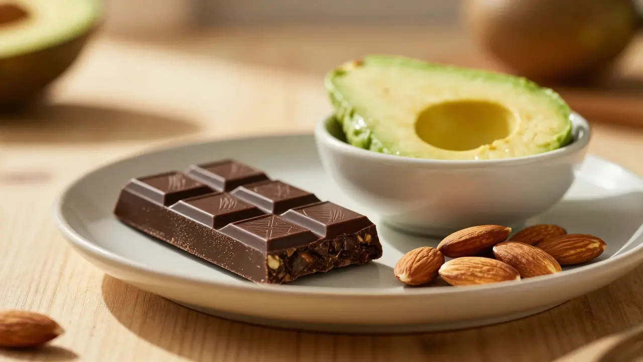 Dunkle Schokolade mit Avocado und Mandeln zur besseren THC-Aufnahme