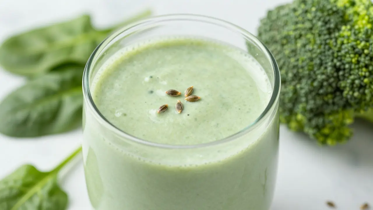 Grüner Hanfprotein-Shake mit frischen Gemüsesorten