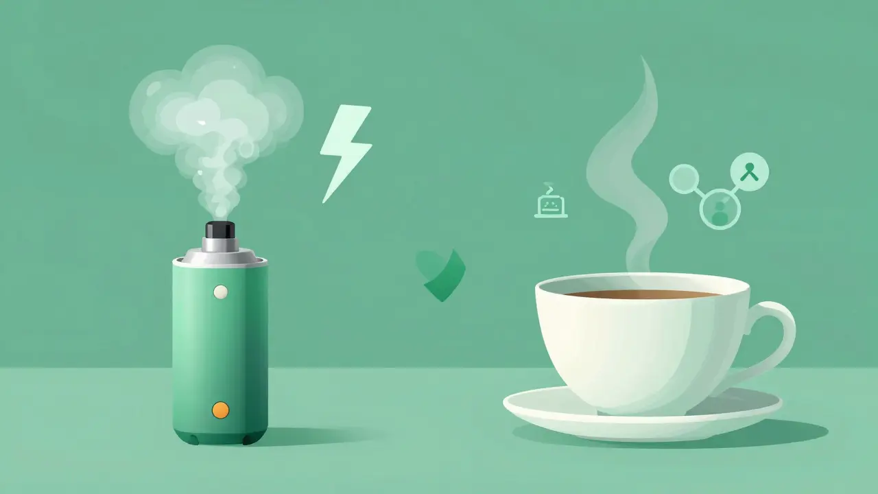 Illustration: Vergleich Verdampfen und Tee bei CBD-Aufnahme