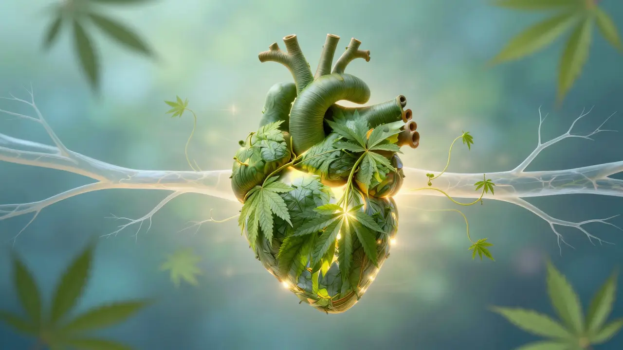 Symbolisches Herz aus Hanfpflanzen für Herzgesundheit