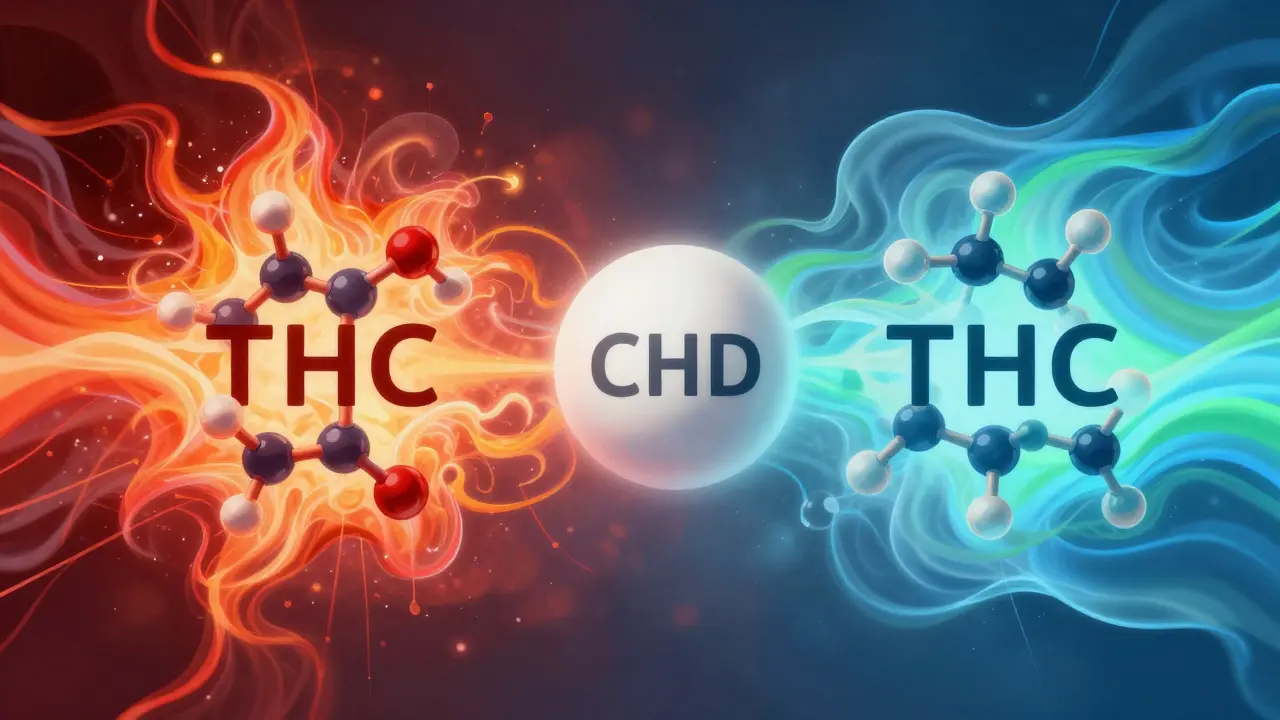 Abstrakte Darstellung der unterschiedlichen Wirkstärke von Cannabinoiden