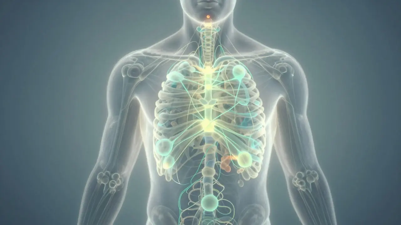 Abstrakte Darstellung des Endocannabinoid-Systems im menschlichen Körper