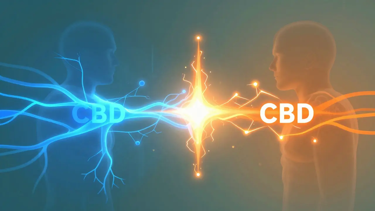 Abstrakte Darstellung von CBD und Koffein für ruhige Energie