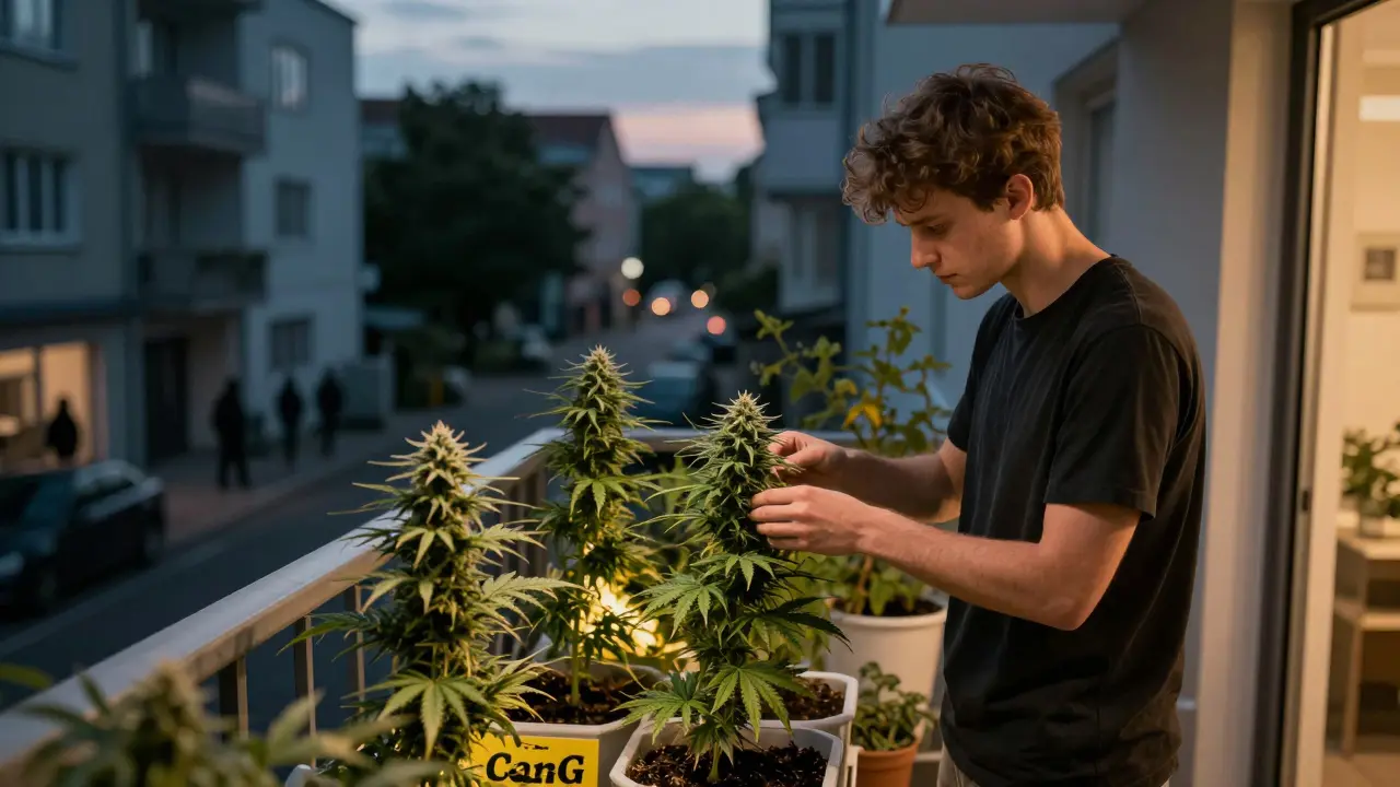 Legale Cannabis-Pflege auf einem Balkon in Deutschland