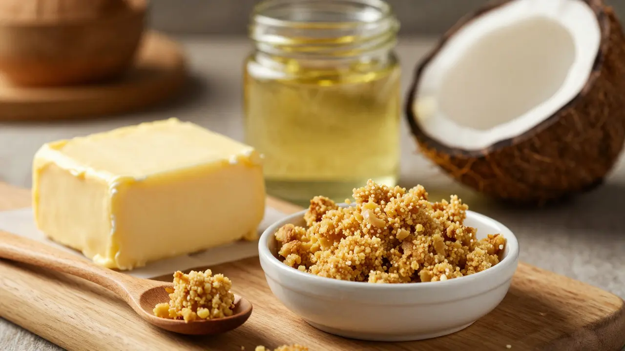 Zutaten wie Butter und Crumble für die Zubereitung von Edibles