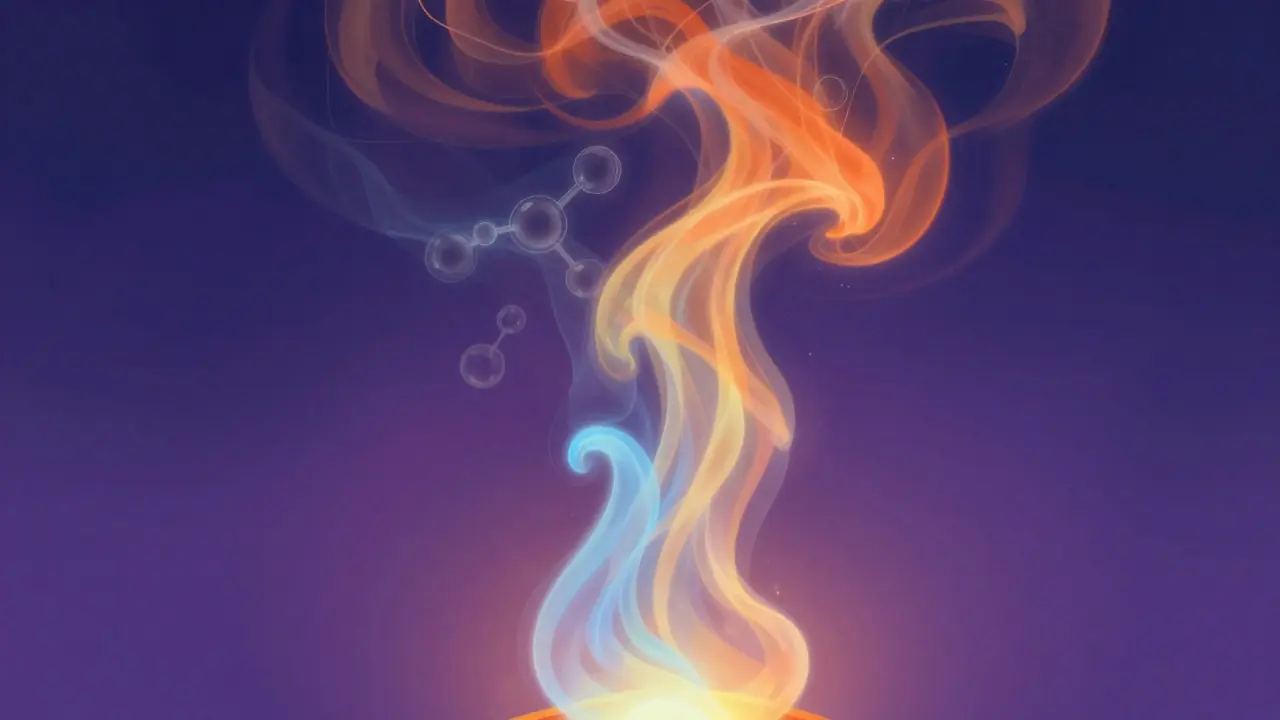 Abstrakte Illustration von Dampf und Farbverläufen zur Temperaturkontrolle