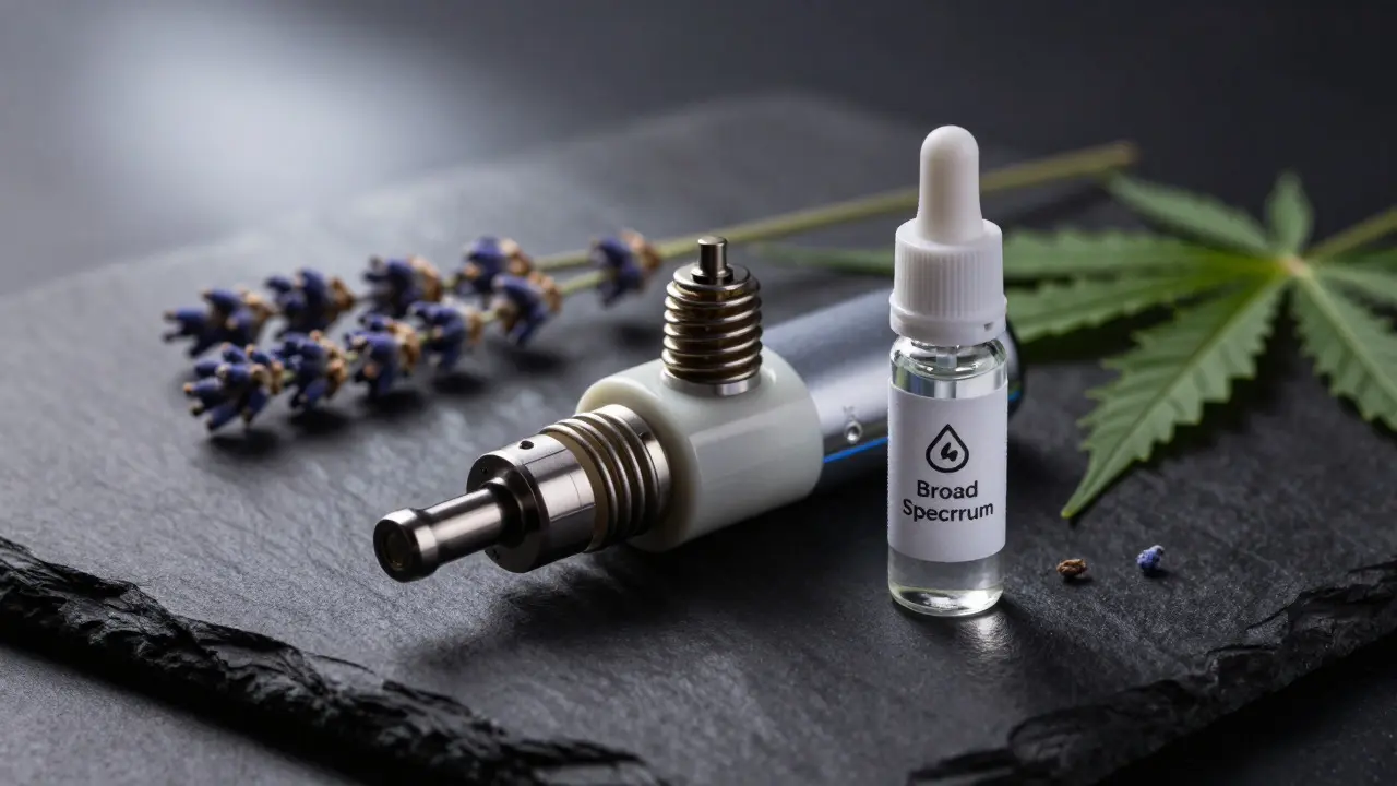 Nahaufnahme von Keramik-Heizelement und reinem CBD-Extrakt