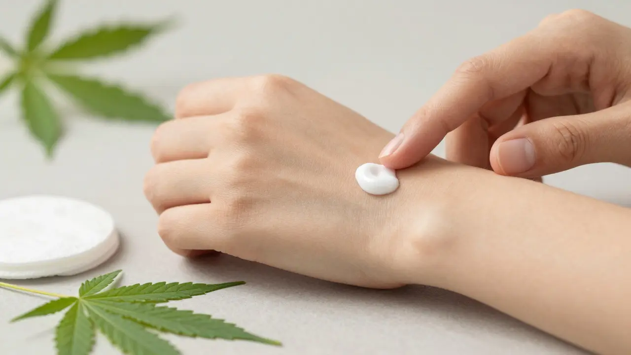 Patch-Test mit Creme am Unterarm für sensible Haut